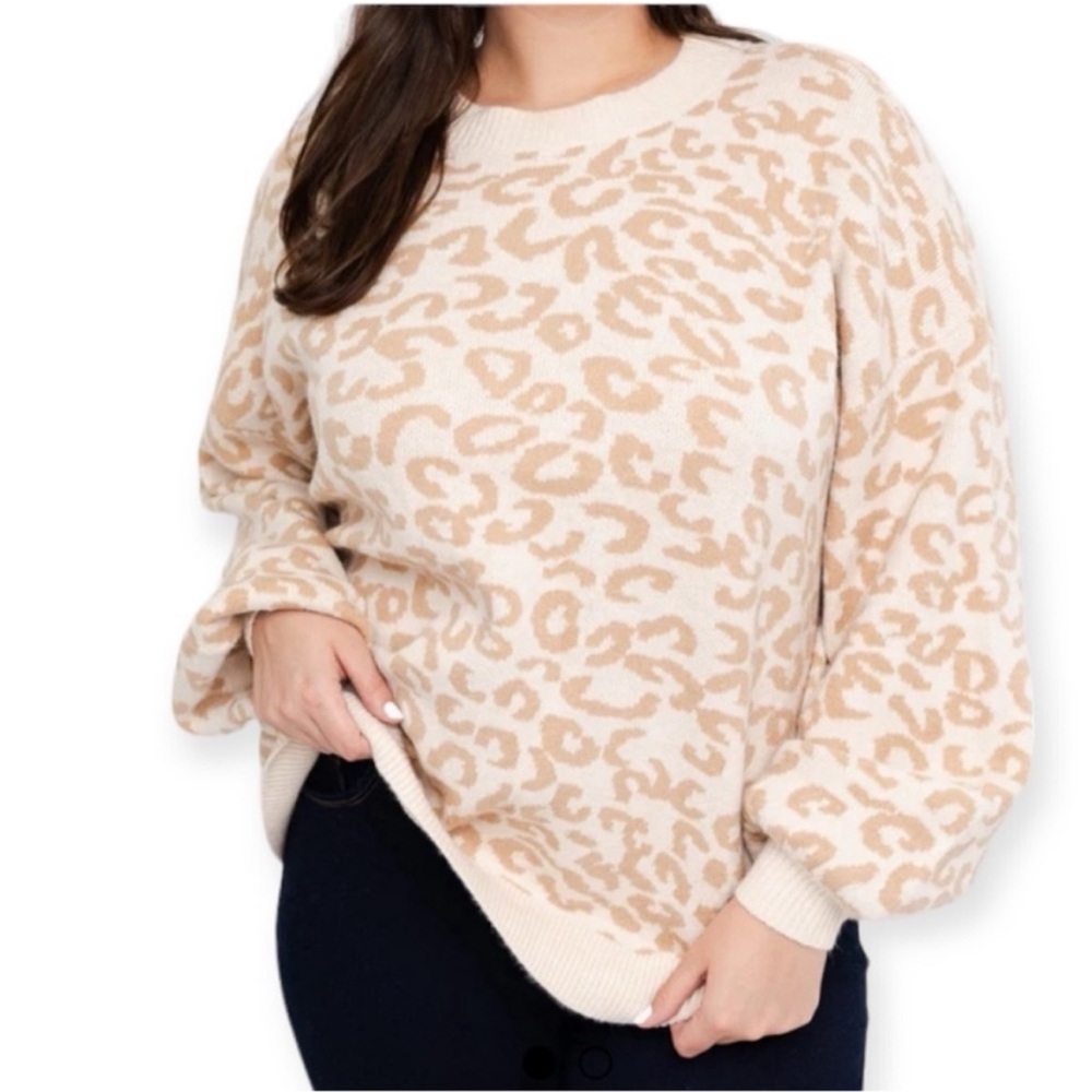 Gilli Leopard Print Oversized Sweater Size S